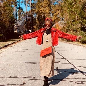 Red Faux Fur coat